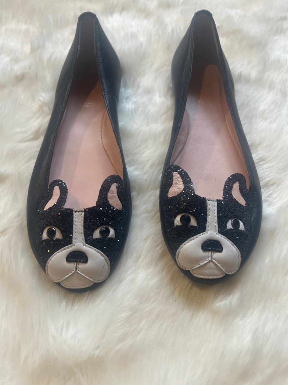 kate spade Black & White Dog Face Ballet Flats